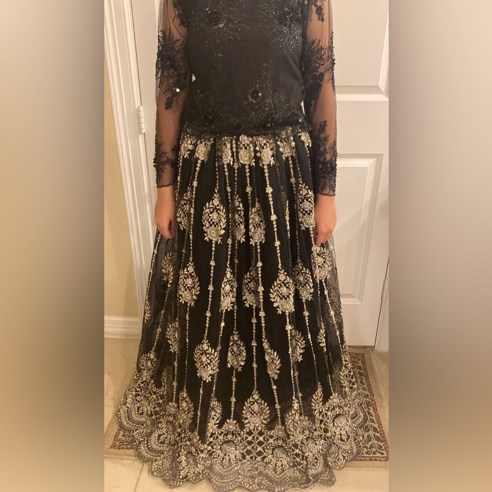 black pakistani long dress beautiful fashion skirt - Picture 9 of 11
